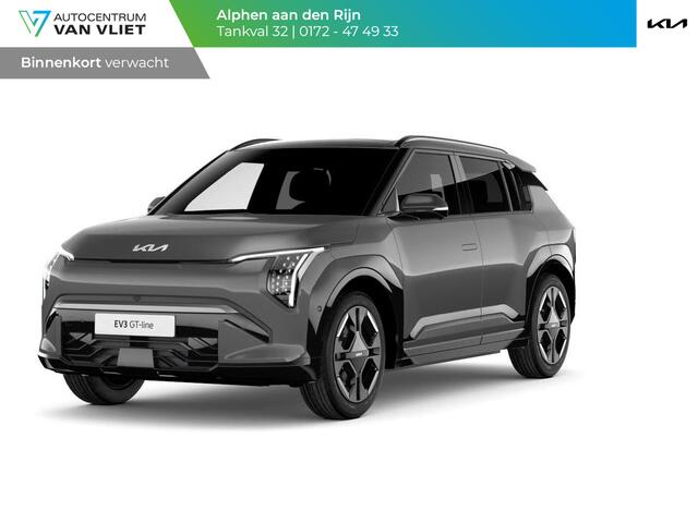 KIA EV3 GT-PlusLine 81.4 kWh | Actieprijs* | Navi. | Clima. | Adapt. Cruise. | Stoel&Stuur Verwarming | Glazen Kanteldak | Harman Kardon | Vegan Lederen Stoelbekleding 'GT-Line | Slimme Parkeerassistentie | Dodehoekcamera