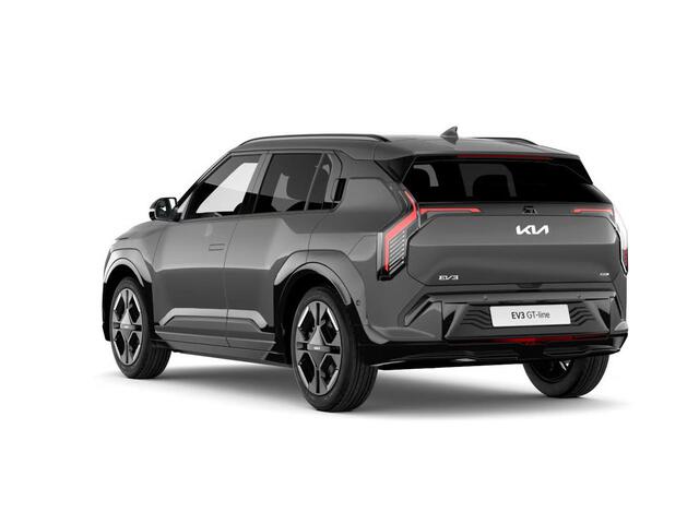 KIA EV3 GT-PlusLine 81.4 kWh | Actieprijs* | Navi. | Clima. | Adapt. Cruise. | Stoel&Stuur Verwarming | Glazen Kanteldak | Harman Kardon | Vegan Lederen Stoelbekleding 'GT-Line | Slimme Parkeerassistentie | Dodehoekcamera