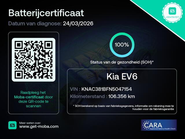 KIA EV6 Air 58kWh SOH 100% Adap.Cruise Navi Ecc Camera Stoel+Stuurverwarming Apple Carplay Android Auto Pdc Dodehoekdetectie File assistent Lmv 19" Privacy Glas Led DAB Bluetooth 1e Eigenaar Dealeronderhouden Origineel Nederlandse Kia