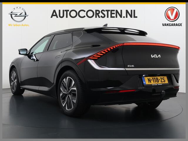 KIA EV6 Plus 77.4kWh SOH 100% Trekhaak Adap.Cruise Warmtepomp Leder+Ventilatie+Verwarming Meridian®-Surround Verwarmd Stuur+Achterbank Navi Camera's Android Auto Apple Carplay Pdc Stoel-Memory Elek.Achterklep Privacy Glas USB Bluetooth DAB ESP Lane Assist 1.600KG