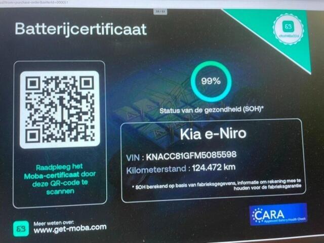 KIA Niro E-Niro DynamicPlusLine 64 kWh 3 Fase - Carplay, Camera, Stoelverw. Trekhaak, Dakraam. SOH 99%