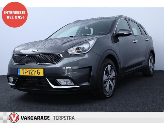 KIA Niro 1.6 GDi Hybrid DynamicLine/ 16'' LMV/ Apple + Android/ Lane-Assist./ Half-Leder/ Navi/ Clima/ Cruise/ Bluetooth/ Armsteun/ Multi. LEDER. Stuur/ PDC/ Chroom/ LED Dagrijverl.