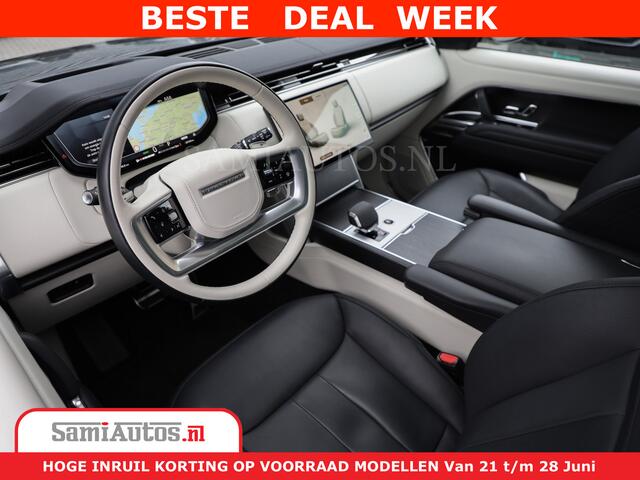 Land Rover RANGE ROVER P550e | NIGHT | GARANTIE TOT 14-03-2029 | HEAD-UP | ACHTERAS BESTURING | SOFT CLOSE | PHEV | 23 INCH VELGEN | PANORAMADAK | STUURVERWARMING | STOEL KOELING | Fabrieksgarantie tot 14-03-2029 - Geniet van gemoedsrust met uitgebreide dekking tot deze datum. 