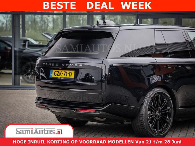 Land Rover RANGE ROVER P550e | NIGHT | GARANTIE TOT 14-03-2029 | HEAD-UP | ACHTERAS BESTURING | SOFT CLOSE | PHEV | 23 INCH VELGEN | PANORAMADAK | STUURVERWARMING | STOEL KOELING | Fabrieksgarantie tot 14-03-2029 - Geniet van gemoedsrust met uitgebreide dekking tot deze datum. 