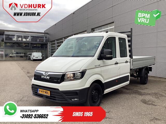 MAN TGE 3.180 DSG Aut. DC Dubbel Cabine BPM VRIJ! Open Laadbak 350x203/ 7 Pers./ Carplay/ Trekhaak/ Cruise/ 2.8t Trekverm./ Airco/ Pick Up