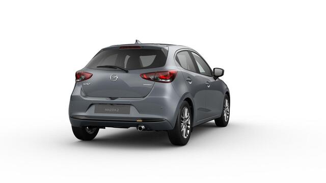 Mazda 2 e-Skyactiv G 90 6MT Exclusive-Line Driver Assistance Pack | 16-inch lichtmetalen velgen, Bright Silver | 360° View Monitor | 8-inch LCD touchscreen kleurenscherm