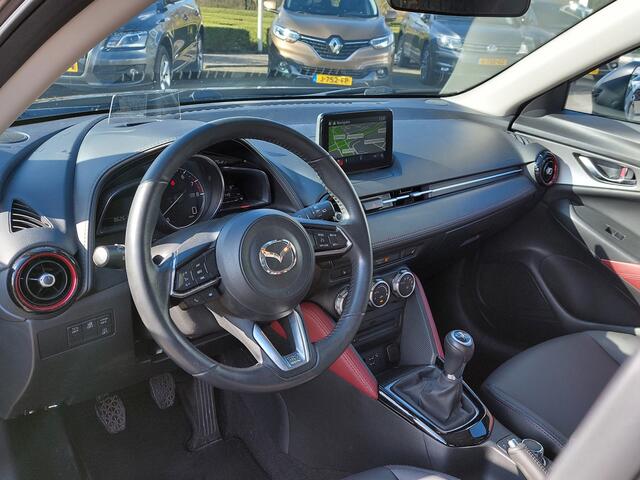 Mazda CX-3 2.0 SkyActiv-G 120pk SkyLease GT | Origineel NL | Navi | Clima | Cruise | Half-Leder | Head-Up | Keyless Entry | Pdc+Camera | Led Koplampen | Dodehoek+Rijstrooksensor | Privacy Glass | 18''lm