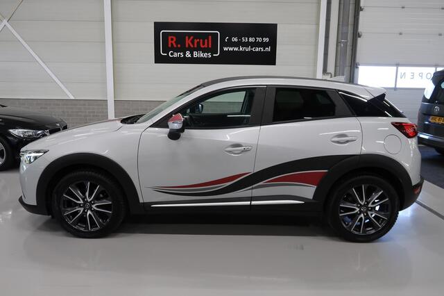 Mazda CX-3 2.0 SkyActiv-G 120 GT-M Automaat NL-Auto BOSE NAP Navigatie Head up display Camera 18 inch Sportvelgen Bose Cruise control Airco-ecc Stuurverwarming Leer Stoelverwarming
