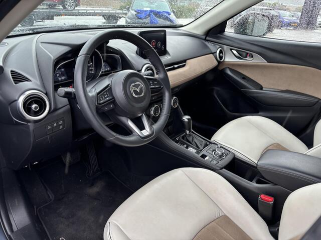 Mazda CX-3 2.0 SkyActiv-G 121 Luxury-Line , Automaat, Trekhaak, Wit Leder, Navi, Apple Carplay, Clima, Cruise, PDC, LMV 18 Inch, Stoelverwarming