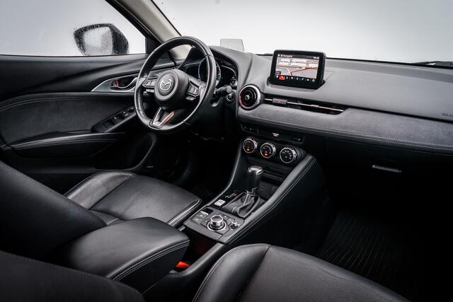 Mazda CX-3 2.0 122 PK SkyActiv-G 120 GT-M | Zwart Leer | 2 e Eign | Automaat | Ned Auto | 29DKM | Trekhaak | Hoge zit / Instap | Clima | Navi | Leer | Camera | Pdc | 18 Inch Lmv |