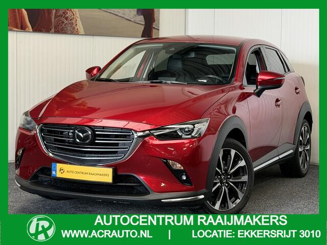 Mazda CX-3 2.0 SKYACTIVE-G 120 SKYLEASE AUTOMAAT NAVIGATIE ADAPTIVE CRUISE CONTROL HEAD-UP DISPLAY KEYLESS GO RIJSTROOKSENSOREN DODEHOEKSENSOREN ACHTERUITRIJCAMERA AFN. TREKHAAK ZEER MOOI !!