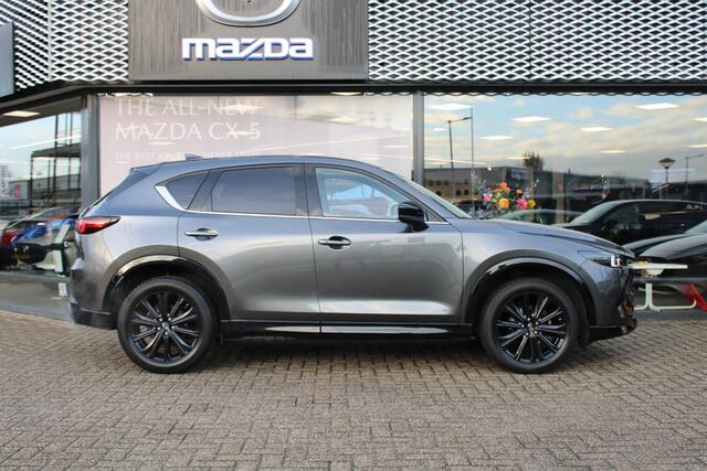 Mazda CX-5 2.0 SkyActiv-G 165 Homura , Automaat, Trekhaak, Leder, Sunroof, LMV 19 Inch, HUD, Navi, Apple Carplay, 360 Camera, Adap. cruise, LKA, Stoelverwarming, Stoelverkoeling, Stuurverwarming, Clima
