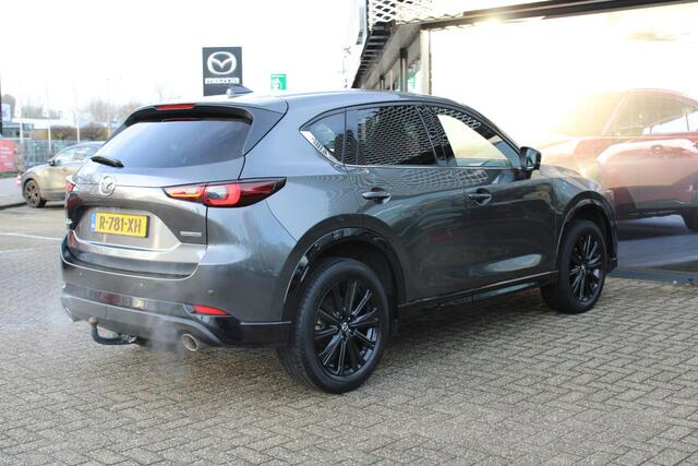 Mazda CX-5 2.0 SkyActiv-G 165 Homura , Automaat, Trekhaak, Leder, Sunroof, LMV 19 Inch, HUD, Navi, Apple Carplay, 360 Camera, Adap. cruise, LKA, Stoelverwarming, Stoelverkoeling, Stuurverwarming, Clima