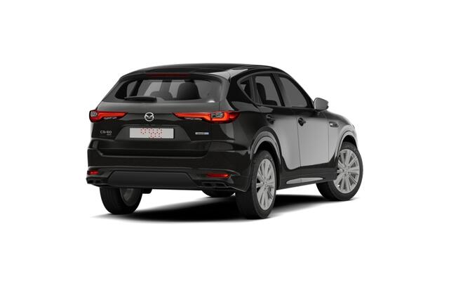Mazda CX-60 Mazda e-Skyactiv PHEV 327 8AT AWD Homura Plus | 12,3-inch TFT-kleurendisplay met bediening via centrale HMI Commander, touchscreen (voor Apple CarPlay / Android Auto(TM)) of voice control | 12,3-inch digitale meterset | 20-inch lichtmetalen velgen, Black
