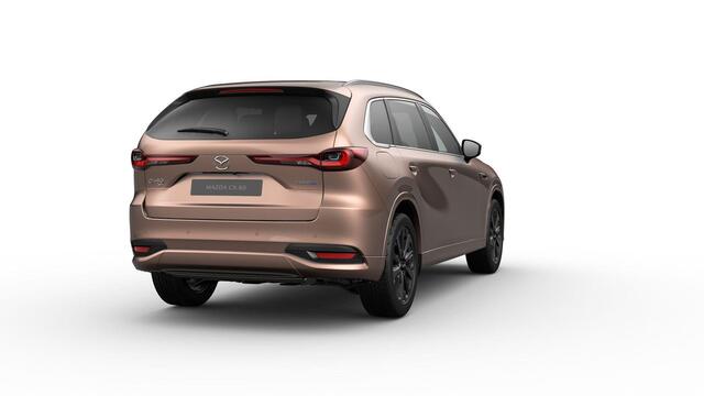 Mazda CX-80 Mazda e-Skyactiv PHEV 327 8AT AWD Homura Plus | 12,3-inch TFT-kleurendisplay met bediening via centrale HMI Commander, touchscreen (voor Apple CarPlay / Android Auto(TM)) of voice control | 12,3-inch digitale meterset | 20-inch lichtmetalen velgen, Black