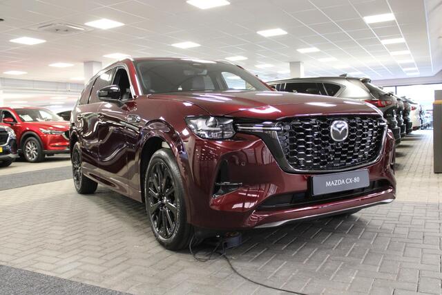 Mazda CX-80 2.5 e-SkyActiv PHEV 327PK Homura 6p. , Nieuwe Auto, 10 KM, Voorraadvoordeel ¤ 10.373-, Convenience & Sound Pack, Leder, Adap.Cruise, Bose, 360 Camera, HUD, Stoelverwarming/ventilatie, LMV 20 Inch