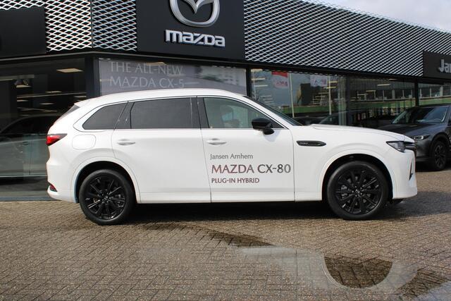 Mazda CX-80 2.5 e-SkyActiv PHEV Homura 6p. , Demo Auto, 1000 KM, Demovoordeel ¤11.940,-, Adap.Cruise, Bose, Navi, Apple Carplay, 360 Camera, HUD, Stoelverwarming/ventilatie, LMV 20 Inch