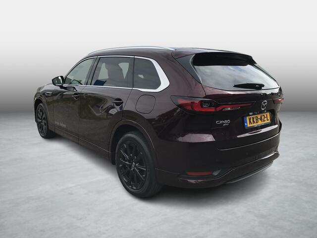 Mazda CX-80 2.5 e-SkyActiv PHEV Homura 6p. , Demovoordeel ¤ 10.373-, Convenience & Sound Pack, Leder, Adap.Cruise, Bose, 360 Camera, HUD, Stoelverwarming/ventilatie, LMV 20 Inch