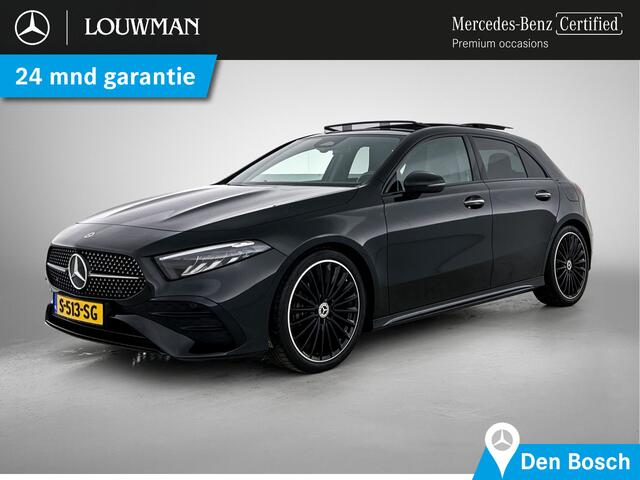 Mercedes-Benz A-KLASSE 180 AMG Line Night pakket | Panorama schuifdak | Black Multispaaks | Sfeerverlichting | Premium pakket Inclusief 24 maanden MB Certified garantie voor Europa.