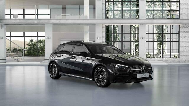 Mercedes-Benz A-KLASSE 180 Business Solution AMG | Panoramaschuifdak | Night | Premium Plus pakket | Dodehoekassistent | Head-up display | 19-inch Zwarte AMG Velgen |