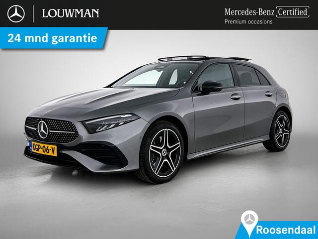 Mercedes-Benz A-KLASSE 250 e AMG Nightpakket Plug-In Hybride | Panoramadak | Burmester® | Sfeerverlichting | Keyless Go | CarPlay | Parkeerpakket met Camera | Inclusief 24 maanden Mercedes-Benz Certified garantie voor Europa.