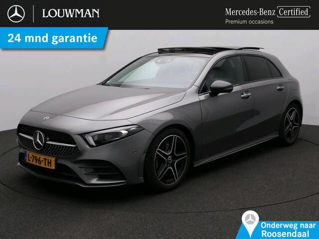 Mercedes-Benz A-KLASSE 180 Business Solution AMG AMG Line | Night Pakket | Panorama Schuif-Kanteldak | Sfeerverlichting | Stoelverwarming | Ledkoplampen. Inclusief 24 maanden Mercedes-Benz Certified garantie voor Europa.