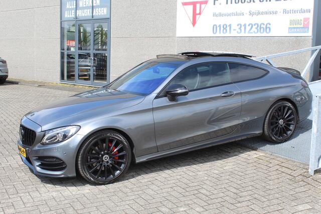 Mercedes-Benz C-KLASSE Coupé 200 Prestige AMG Automaat/Panoramadak/Navigatie/Cruise control/Voorstoelen elektrisch verstelbaar+verwarmbaar/Kleppensysteem/Buitenpiegels inklapbaar/360 camera/Led koplampen adaptief/Alarm klasse 3/Parkeersensoren