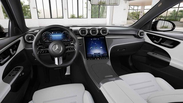 Mercedes-Benz C-KLASSE 300 e AMG Line | Panoramadak | Sfeerverlichting | 360 graden camera | AGILITY CONTROL | Stoelverwarming |
