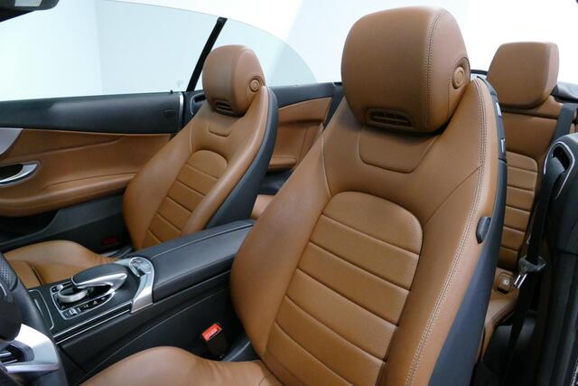 Mercedes-Benz C-KLASSE Cabrio 180 AMG Line / Airscarf - nekverwarming / Stoelverwarming / Apple Carplay - Andriod Auto / 360 graden camera / Dodehoek sensor / Digitaal instrumentenpaneel / Agility Select / LED High Performance / Lederen bekleding / Navigatie / Cruise Control / 
