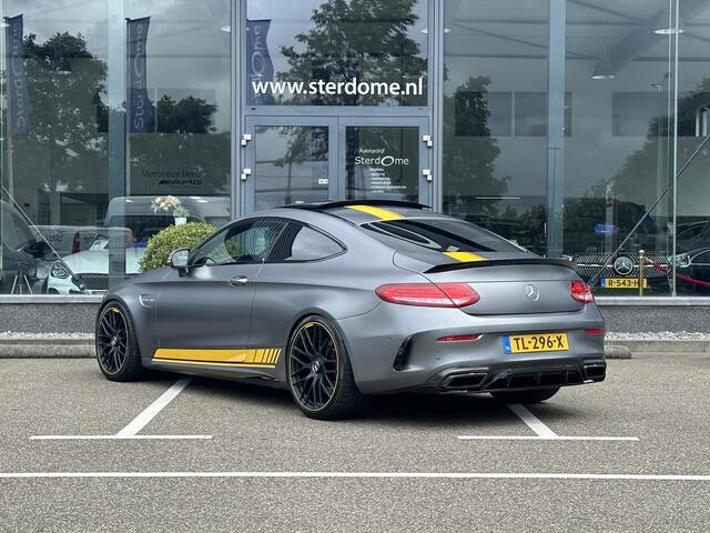Mercedes-Benz C-KLASSE Coupé AMG 63 S Edition 1 V8 l Panoramadak l Memory l Keramische l Akrapovic uitlaat l 360 Camera l Burmester l Distronic l l Uniek l IWC Klok l Stoelverwarming l Carbon spiegels l