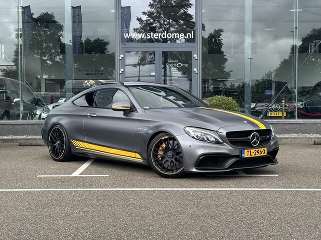 Mercedes-Benz C-KLASSE Coupé AMG 63 S Edition 1 V8 l Panoramadak l Memory l Keramische l Akrapovic uitlaat l 360 Camera l Burmester l Distronic l l Uniek l IWC Klok l Stoelverwarming l Carbon spiegels l