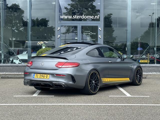 Mercedes-Benz C-KLASSE Coupé AMG 63 S Edition 1 V8 l Panoramadak l Memory l Keramische l Akrapovic uitlaat l 360 Camera l Burmester l Distronic l l Uniek l IWC Klok l Stoelverwarming l Carbon spiegels l