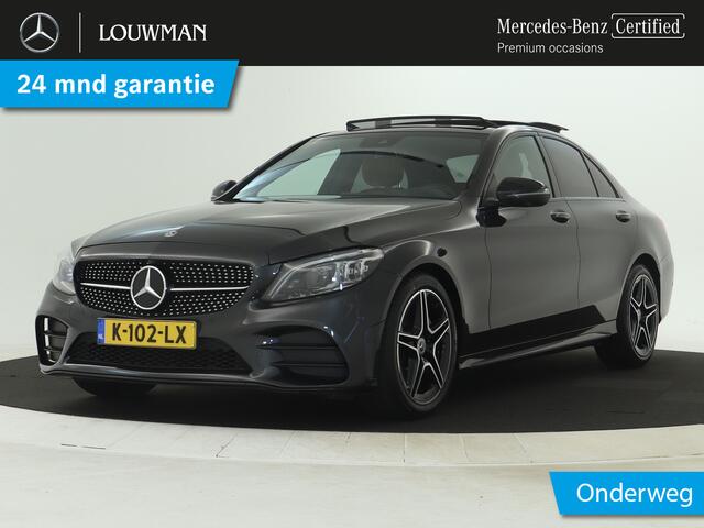 Mercedes-Benz C-KLASSE 180 Business Solution AMG | AMG Line | Night Pakket | Panorama Schuif-Kanteldak | Lederen Bekleding | Dodehoek Assist | Digitaal Dashboard. Inclusief 24 maanden MB Certified garantie voor Europa.