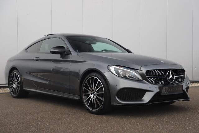 Mercedes-Benz C-KLASSE Coupé 200 AMG Line 184PK Automaat Panoramadak Burmester Night Pakket 19 inch Half Leder Full LED Navigatie 360 Camera Bluetooth Clima Cruise