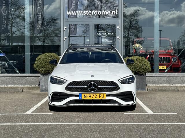 Mercedes-Benz C-KLASSE 220 d Estate AMG | MBUX l Panoramadak l Augmented Reality l Apple Car play l Stoelverwarming l Wegklapbare Trekhaak l Designo OpalithWit l Night pakket l LED High Performance l Distronic Plus l Easy Pack l Business pakket l Spiegel pakket l