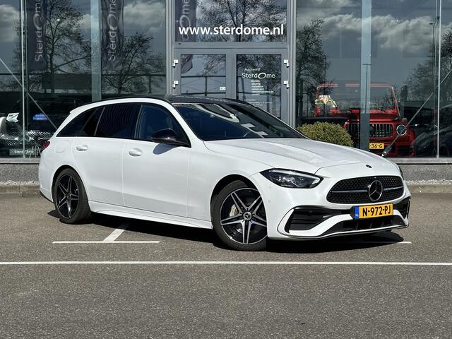 Mercedes-Benz C-KLASSE 220 d Estate AMG | MBUX l Panoramadak l Augmented Reality l Apple Car play l Stoelverwarming l Wegklapbare Trekhaak l Designo OpalithWit l Night pakket l LED High Performance l Distronic Plus l Easy Pack l Business pakket l Spiegel pakket l