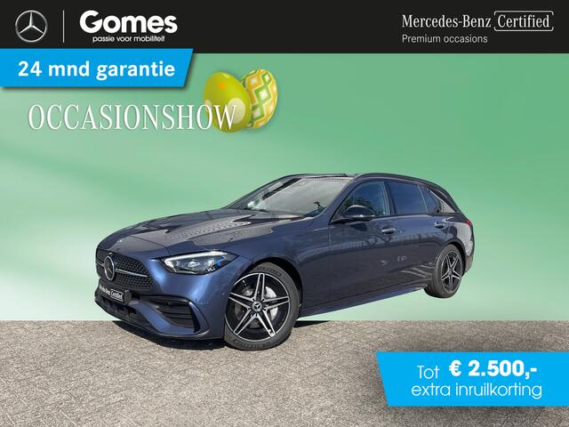 Mercedes-Benz C-KLASSE Estate 200 AMG Line | Nightpakket | Panoramadak | Winterpakket | Rijassistentiepakket Plus | 360° Camera | Burmester® 3D | Head-up display | Memorystoelen Verwarmd | Trekhaak | Sfeerverlichting | Apple & Android Carplay | Showmodel
