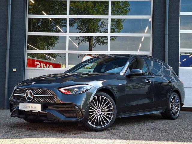 Mercedes-Benz C-KLASSE Estate 300 e Business Solution AMG | Night Pakket | Panoramadak | 360° Camera | Dodehoekassistent | Elektrisch Verstelbare Stoelen + Memory | Elektrische Achterklep | Apple CarPlay | Android Auto | Sfeerverlichting | Stoelverwarming