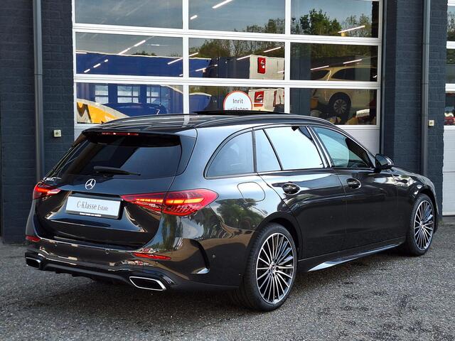 Mercedes-Benz C-KLASSE Estate 300 e Business Solution AMG | Night Pakket | Panoramadak | 360° Camera | Dodehoekassistent | Elektrisch Verstelbare Stoelen + Memory | Elektrische Achterklep | Apple CarPlay | Android Auto | Sfeerverlichting | Stoelverwarming