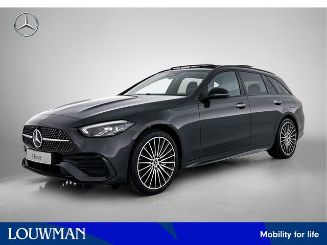 Mercedes-Benz C-KLASSE Estate 300 e Business Solution AMG | Trekhaak | Comfortpakket Plus | Nightpakket | Middenconsole metaalstructuur | Panoramaschuifdak | Parkeerpakket met 360°-camera |