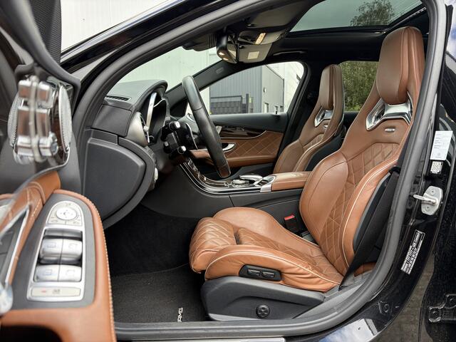 Mercedes-Benz C-KLASSE Estate AMG 63 510pk | Milltek Exhaust | Burmester Audio | Elektrisch glazen panorama-dak | Head-up display | Navigatiesysteem full map | Voorstoelen verwarmd | Prachtig Exemplaar!