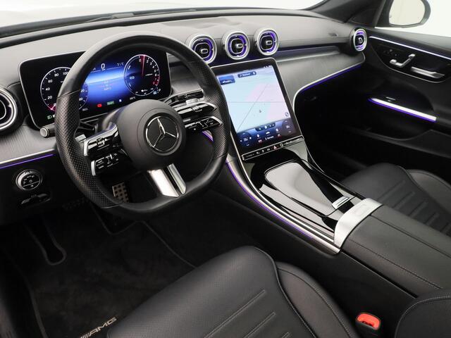 Mercedes-Benz C-KLASSE 300 e AMG Line | PANO | 360° | BURMESTER | SFEERVERLICHTING | ADAPTIVE | STOEL- EN STUURVERW. | TREKHAAK