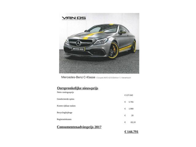 Mercedes-Benz C-KLASSE Coupé AMG 63 S Edition 1 | Keramisch