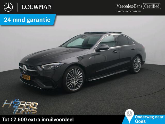 Mercedes-Benz C-KLASSE 300 e Business Solution AMG AMG Line | Night Pakket | Panoramadak | 19 Inch AMG Velgen | Memory Voorstoelen. Inclusief 24 maanden Mercedes-Benz Certified garantie voor Europa.