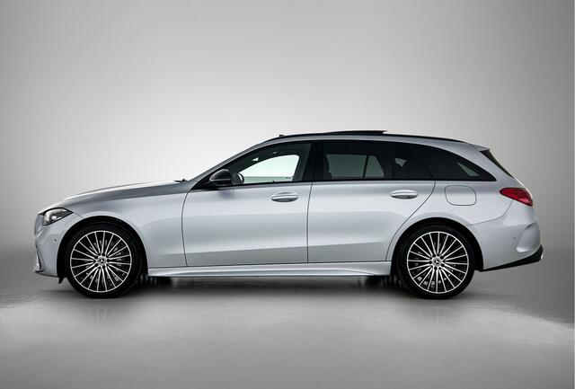 Mercedes-Benz C-KLASSE Estate 300 e 140 Years Edition | Comfortpakket Plus | Nightpakket | Parkeerpakket met 360°-camera | Trekhaak | Middenconsole metaalstructuur | Panoramaschuifdak | Warmtewerend, donkergetint glas | 19" multispaaks lichtmetalen AMG-velgen | GUARD 360° Plus