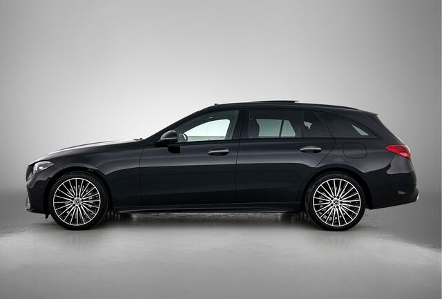 Mercedes-Benz C-KLASSE Estate 300 e 140 Years Edition | Winterpakket | Comfortpakket Plus | Parkeerpakket met 360°-camera | Trekhaak | Panoramaschuifdak | Middenconsole metaalstructuur | DISTRONIC | 19" multispaaks lichtmetalen AMG-velgen |