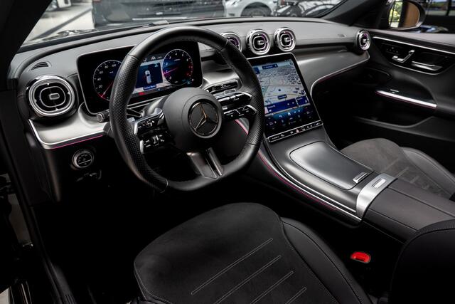 Mercedes-Benz C-KLASSE Estate 300e AMG Line Panodak Leer 360° Memory seats Navi LED Nightpack PTS Ambient Elekt. achterklep Climate LM velgen BTW auto! SOH: 99,7%