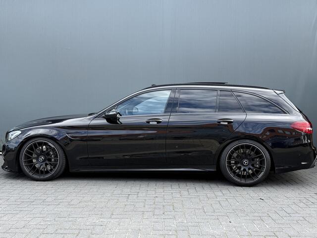 Mercedes-Benz C-KLASSE 63-AMG Estate BWJ 2017 | 476 PK | BURMESTER | PANO | ADAPT. CRUISE | AUTO PILOT | MULTIBEAM | HUD | MEMORY | DODE HOEK | VOL LEDER | CAM. | SPORTUITLAAT | VERLAAGD | STOELVERW. |