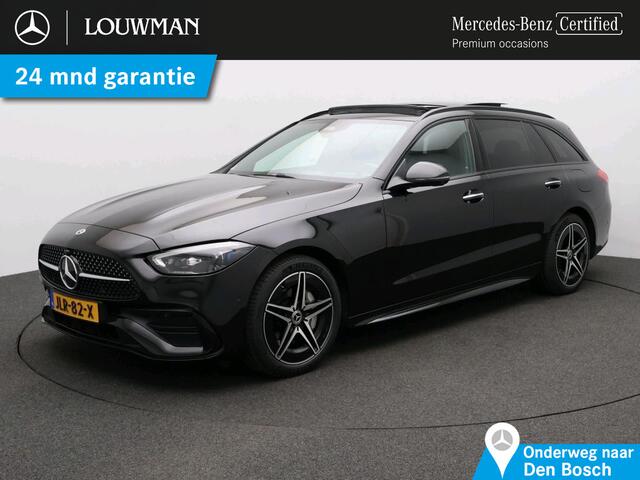 Mercedes-Benz C-KLASSE Estate 300 e Business Solution AMG Trekhaak | Premium Plus | AMG Line | Night Pakket | Panorama Schuif-Kanteldak | Parkeerpakket met 360°-camera | Alarm Klasse 3. Inclusief 24 maanden Mercedes-Benz Certified garantie voor Europa.