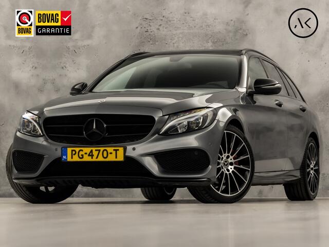 Mercedes-Benz C-KLASSE 180 AMG Sport 156Pk Automaat (PANORAMADAK, NAVIGATIE, LEDER, ELEK SPORTSTOELEN, STOELVERWARMING, ELEK ACHTERKLEP, GETINT GLAS, ZWART HEMEL, NIEUWSTAAT)